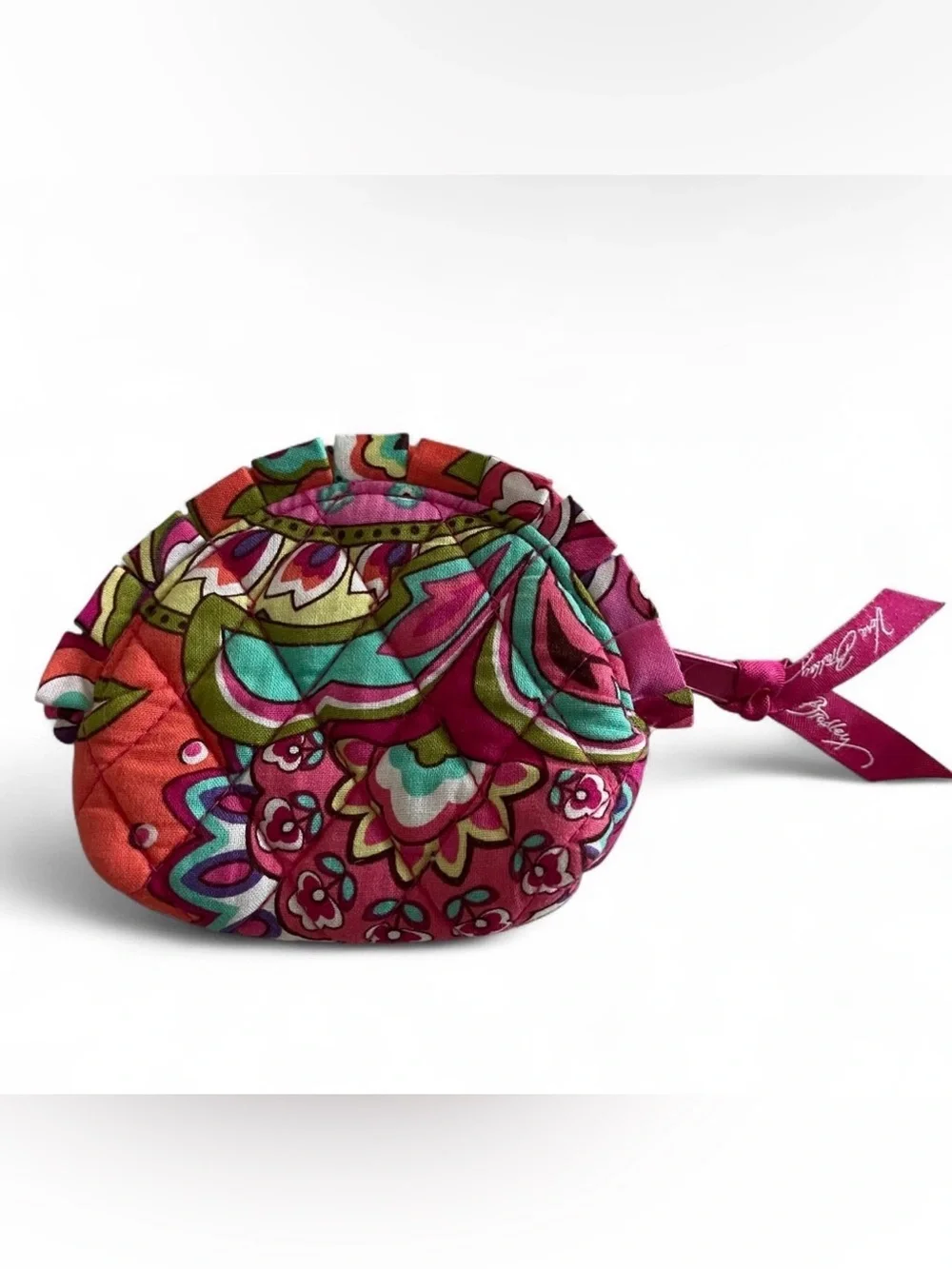 Vera Bradley Quilted Mini Zip Coin Purse Pink Floral Small Pouch